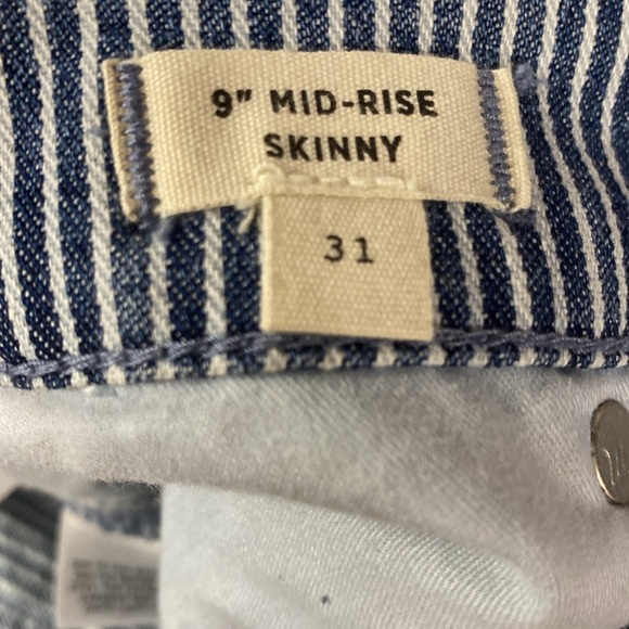 Madewell Blue and White Piper Stripe 9" Mid Rise Skinny Jeans NWT Size 31 - Picture 11 of 15